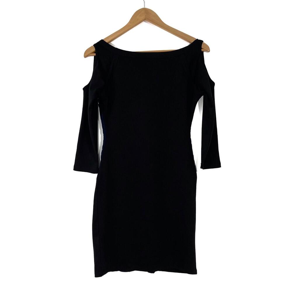 Finders Keepers Women’s Size 4 Small Blue Black Pleated Cold Shoulder Mini Dress - Picture 9 of 12